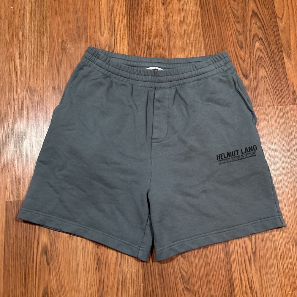 Helmut Lang Men's Capsule Logo Sweat Shorts Green P04HM209 Cotton Size S